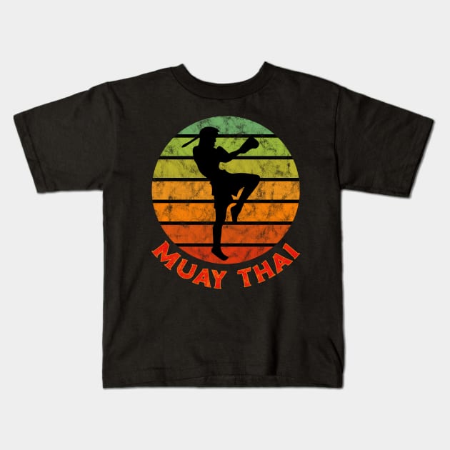 Muay Thai Fighter Kickboxing Boxer Thailand Kids T-Shirt by VintCam